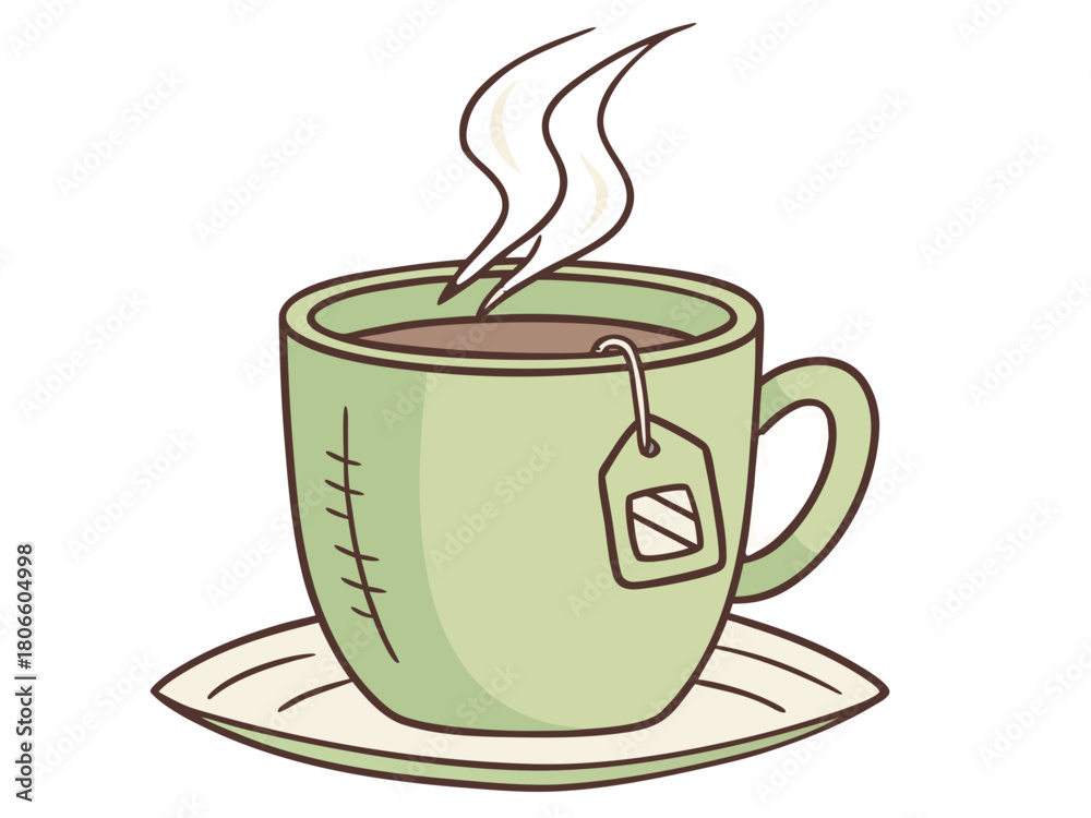 Obraz premium Tea and breakfast, tea in a beautiful mug, morning atmosphere, relaxation, time to relax, delicious chai, masala chai, Paris morning, Europe morning