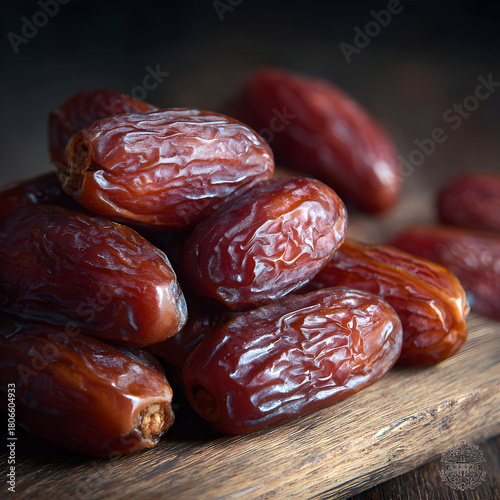 A delectable pile of medjool dates, showcasing their rich, caramellike color and wrinkled texture, inviting a taste of their natural sweetness and chewy delight