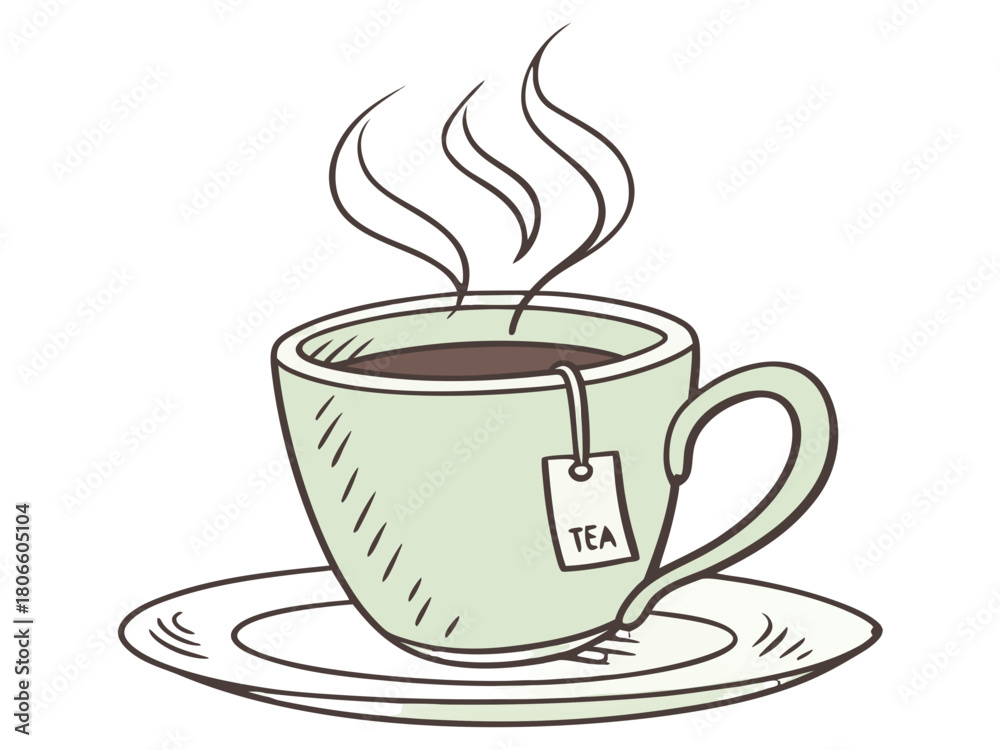 Obraz premium Tea and breakfast, tea in a beautiful mug, morning atmosphere, relaxation, time to relax, delicious chai, masala chai, Paris morning, Europe morning