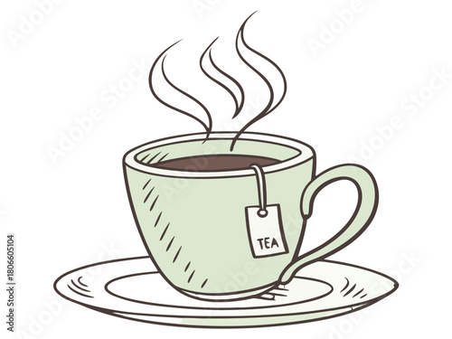 Tea and breakfast, tea in a beautiful mug, morning atmosphere, relaxation, time to relax, delicious chai, masala chai, Paris morning, Europe morning