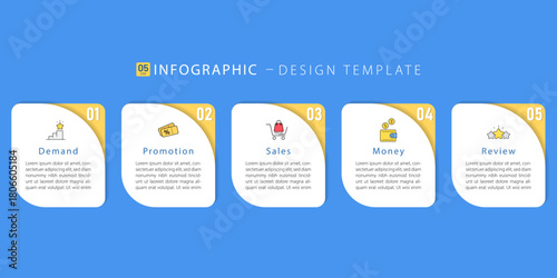 Timeline Creator infographic template. 5 Step timeline journey, calendar Flat simple infographics design template. presentation graph. Business concept with 5 options, gantt vector illustration.