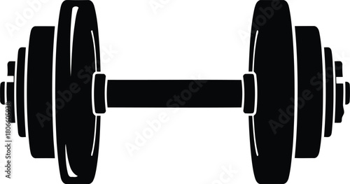 Dumbbell icon illustration on white background, fitness training symbol.