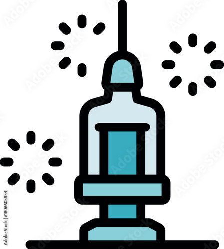 Syringe injecting vaccine preventing disease with special effects celebrating health and wellness