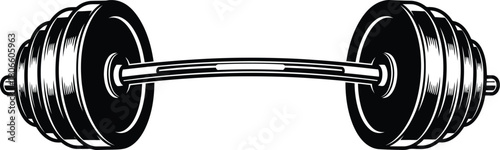 Barbell with weight plates, gym equipment for strength and fitness training