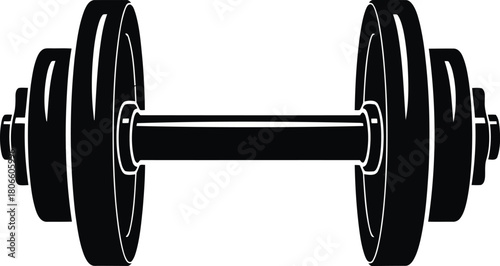 Iconic black and white dumbbell for fitness, gym, and strength training