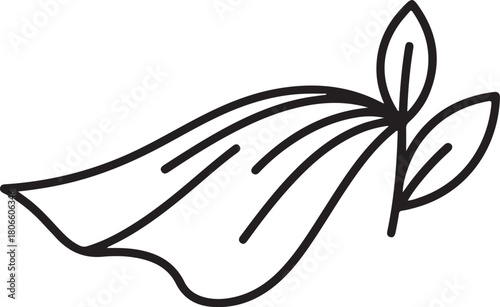 Botanical drawing vector illustration depicting organic flowing leaves stem element nature decoration spring season growth design