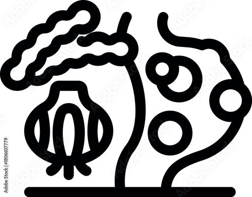 Genetically modified onion growing with algae and beans in a lab, innovative agricultural experiment