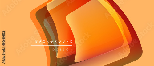 Abstract orange design features layered shapes. Gradient hues create depth, modern aesthetic. Text reads background design. Simple, clean composition.