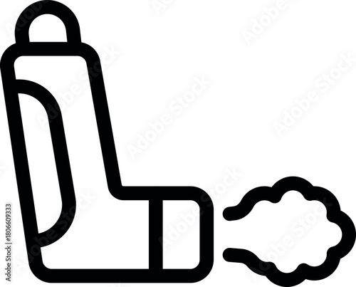 Inhaler spraying medicine, providing relief for asthma and respiratory problems