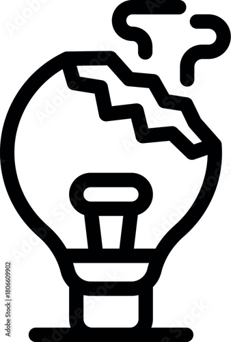 Broken lightbulb is representing a burnout, lack of ideas, and the end of a project