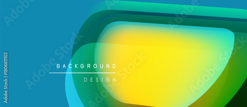 Abstract vibrant background. Smooth color gradients blend blue, green, yellow. Modern design elements create dynamic visual effect.