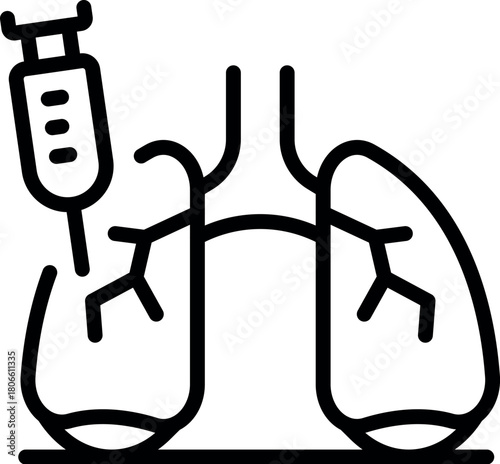 Medical injection curing lung disease, pneumonia vaccination concept, healthcare and medicine, administering medication to respiratory system