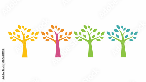 Vibrant trees in seasonal colors bring nature's charm, perfect for eco-friendly branding and creative projects needing a touch of organic beauty and growth