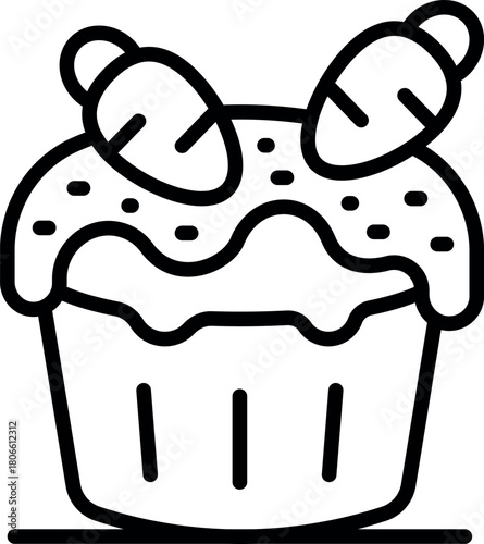 Traditional easter cake with dripping icing and decorative carrots, symbolizing spring and celebration