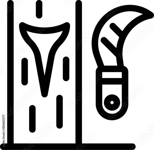 Extracting latex from rubber tree using specialized knife, sustainable harvesting of natural rubber