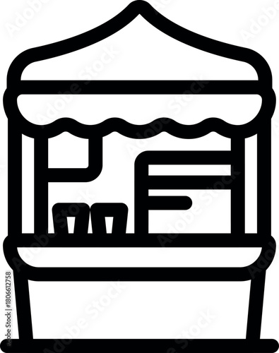 Outdoor kiosk offering refreshments and treats, perfect for a quick bite at a bustling marketplace