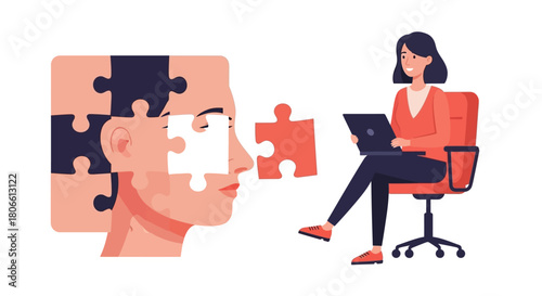 Psychology Solving the Puzzle of Mental Health with a Woman and Jigsaw