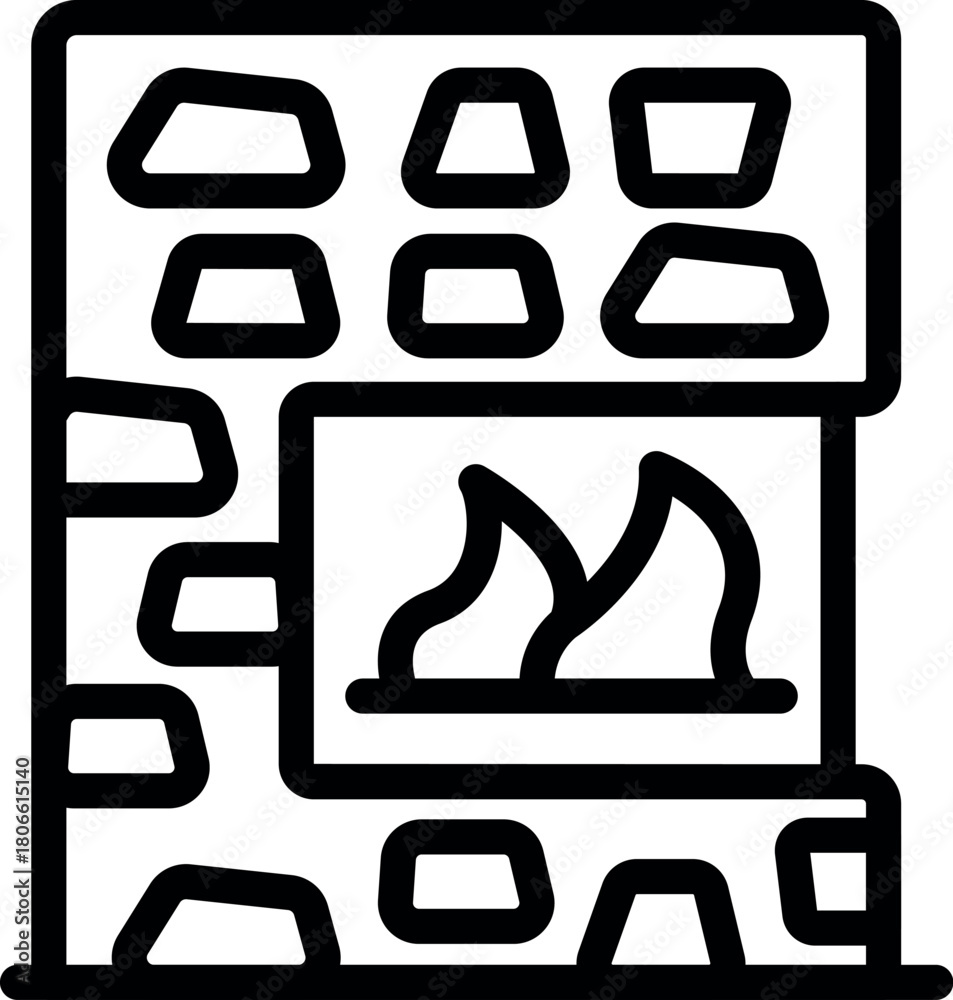 Fototapeta premium Fireplace burning with warm flames, providing cozy atmosphere during winter