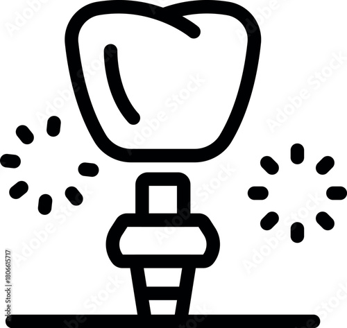 Dental implant promoting oral health and hygiene, sparkling clean and shining brightly