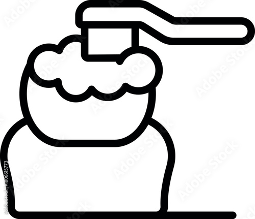 Toothbrush cleaning tooth with toothpaste, promoting oral hygiene and dental health