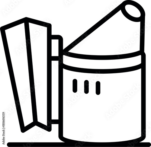 Bee smoker creating smoke used in beekeeping to calm bees and allow beekeepers to safely work with beehives for honey production