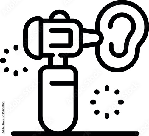 Electronic ear cleaner blowing air into ear canal, removing wax buildup for improved hearing and ear hygiene