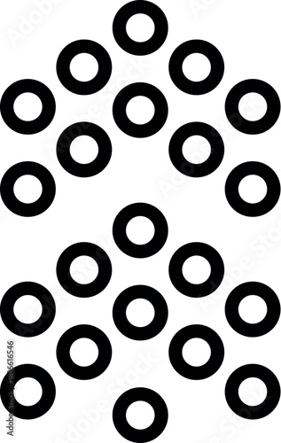 Minimalist black and white graphic showing a hierarchical structure divided into two groups, symbolizing decentralization and equality