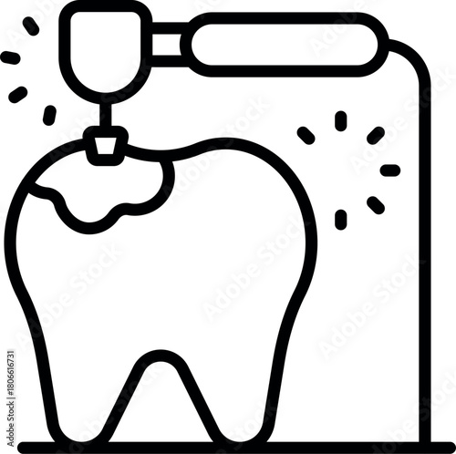 Dentist curing tooth decay with a drill in a dental clinic