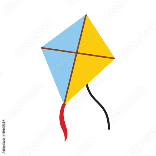 Canvas Print Kite with blue and yellow diamond shape, perfect for outdoor fun and recreational skyward play with bright, vibrant colors