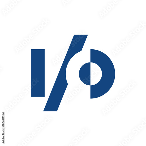 This is a flat monogram deign of initial letters I/O in dark blue and white color.