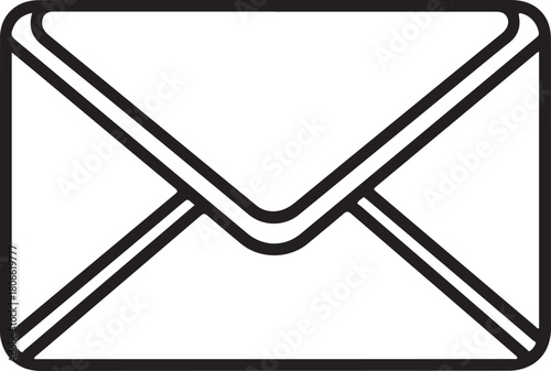 Closed rectangular envelope outline illustration symbolizing traditional postal service written correspondence and digital email communication concept.