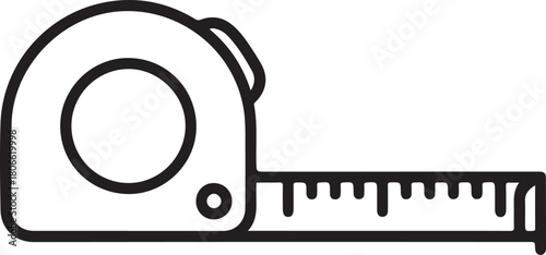 Measuring tape measure tool line drawing illustration construction home improvement carpentry equipment icon metric unit ruler