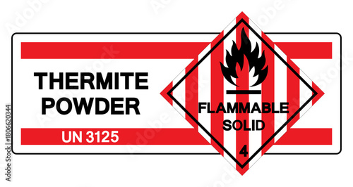 Thermite Powder UN 1325 Symbol Sign, Vector Illustration, Isolate On White Background, Label.EPS10