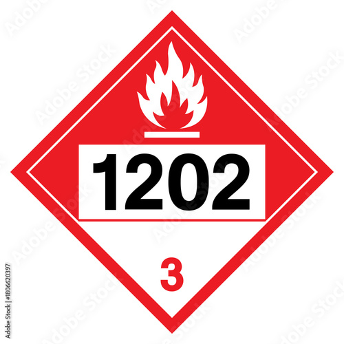 Diesel Fuel NOS UN1202 Symbol Sign, Vector Illustration, Isolate On White Background, Label.EPS10