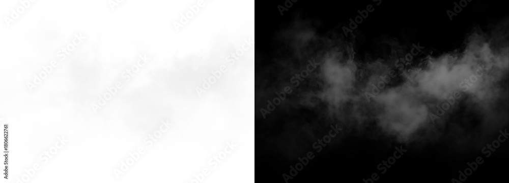 Naklejka premium Fog effect isolated on transparent background and black background for design use