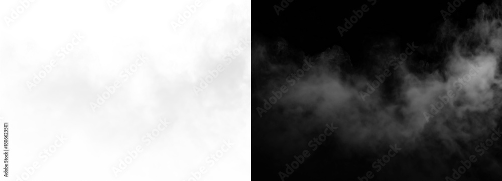 Fototapeta premium Fog effect on white and black background, a versatile design element isolated on transparent background