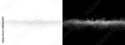 A foggy mist is displayed on a split white and black background image isolated on transparent background