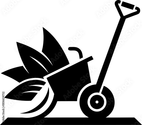 Garden Plough silhouette vector icon , black and white