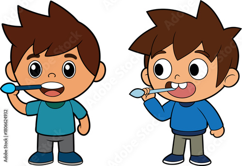 brushing teeth cartoon, dental hygiene vector, kids toothbrush illustration, healthy habit clipart, cute dental svg, child brushing art, smiling kid design, dental care artwork, teeth cleaning png, fu