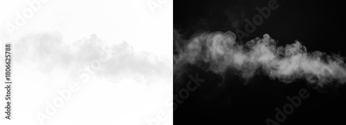 Photography Monochrome image showcasing a wisp of fog smoke against contrasting backgrounds