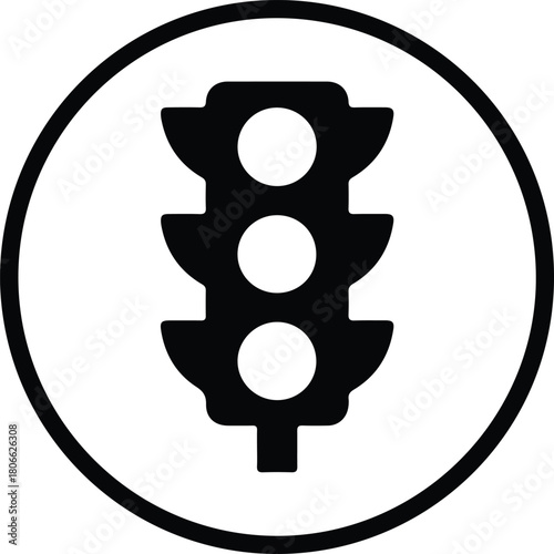 Illustrator Traffic light icon inside circle Silhouette vector