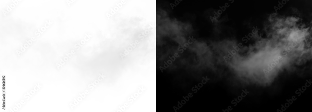 Fototapeta premium Smoke fog effect with white and black backgrounds isolated on transparent background