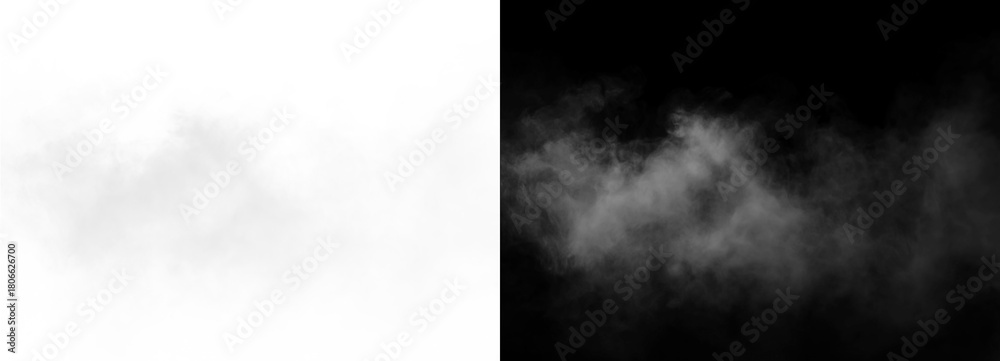 Fototapeta premium Smoke fog effect with white and black background, creating a dramatic contrast isolated on transparent background
