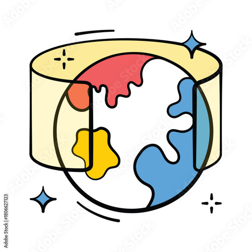 Download this creative doodle icon of virtual universe in modern style