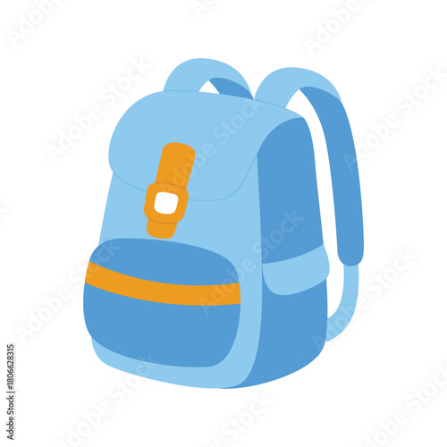 Light blue backpack with orange details ideal for travel, school, and outdoor activities. Stylish design and spacious compartments for essentials.