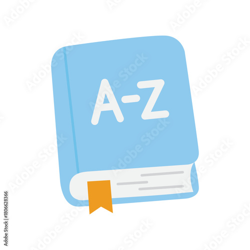 Dictionary blue alphabet book ideal for educational purposes with a bookmark for easy reference. Suitable for teaching and learning tools.