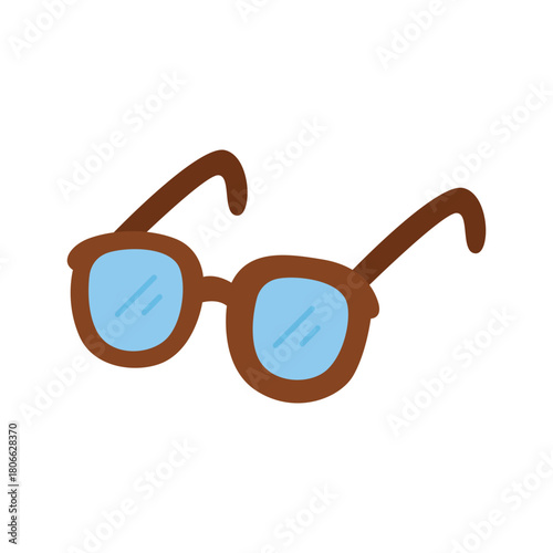 Brown eyeglasses with light blue lenses add a stylish pop over a black backdrop. Perfect for optometry, fashion, and accessories.
