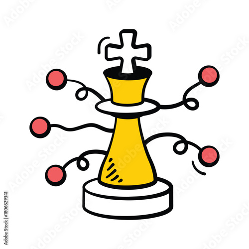 Creatively crafted hand drawn icon of ai strategy, analytical and tactical planning