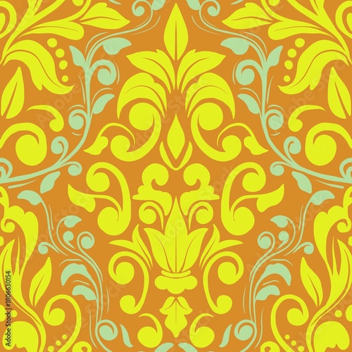 Damask Nature Pattern Background Illustration For Cover, Banner, Notes. Aesthetic Background. Damask Pattern Background. Seamless background.