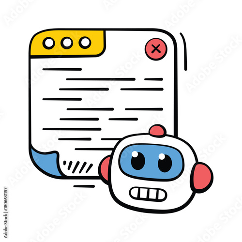 Hand drawn icon of smart AI assistant helping with tasks and productivity